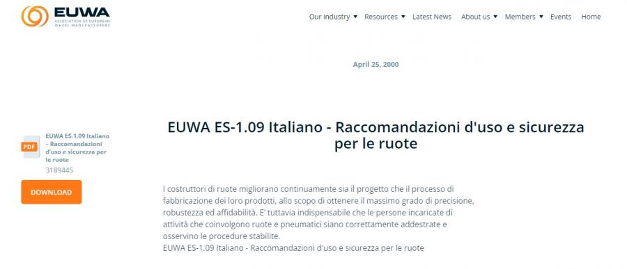 euwa raccomandazioni duso e sicurezza per le ruote euwa raccomandazioni duso e sicurezza per le ruote
